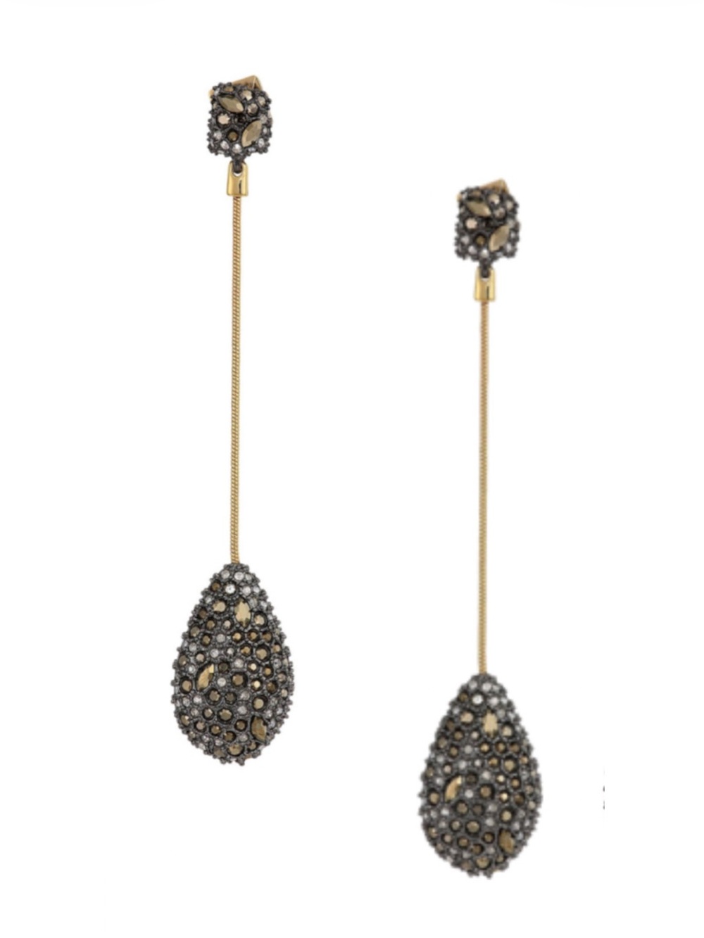 Alexis Bittar ALEXIS BITTAR Pave Teardrop Post Earrings - Gunmetal